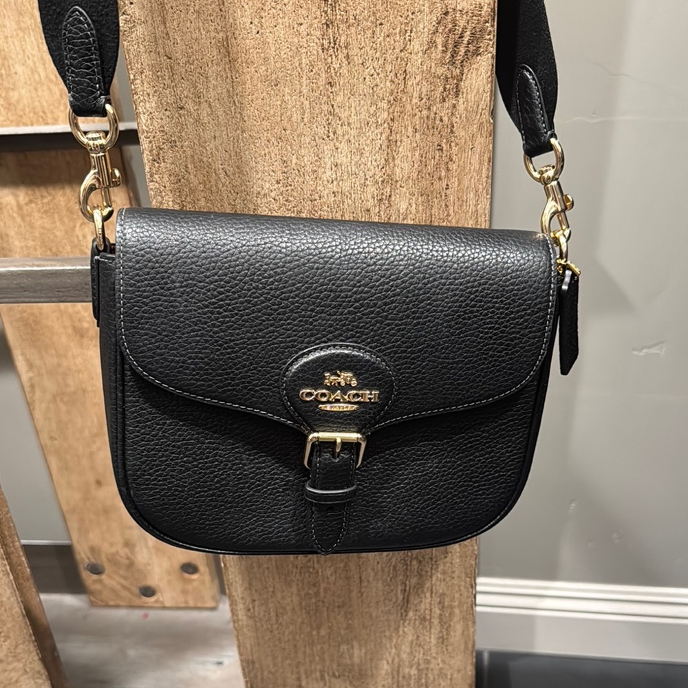 Coach Black Pebbled Leather Crossbody Bag